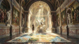 Art galleries and museums in Rome with classical sculptures and Renaissance paintings