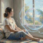 person sitting calmly in quiet space practicing mindfulness
